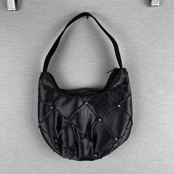 LA REGALE SATIN SHOULDER BAG, GRAY, WITH ZIPPER, HAND MADE IN CHINA - Picture 1 of 10